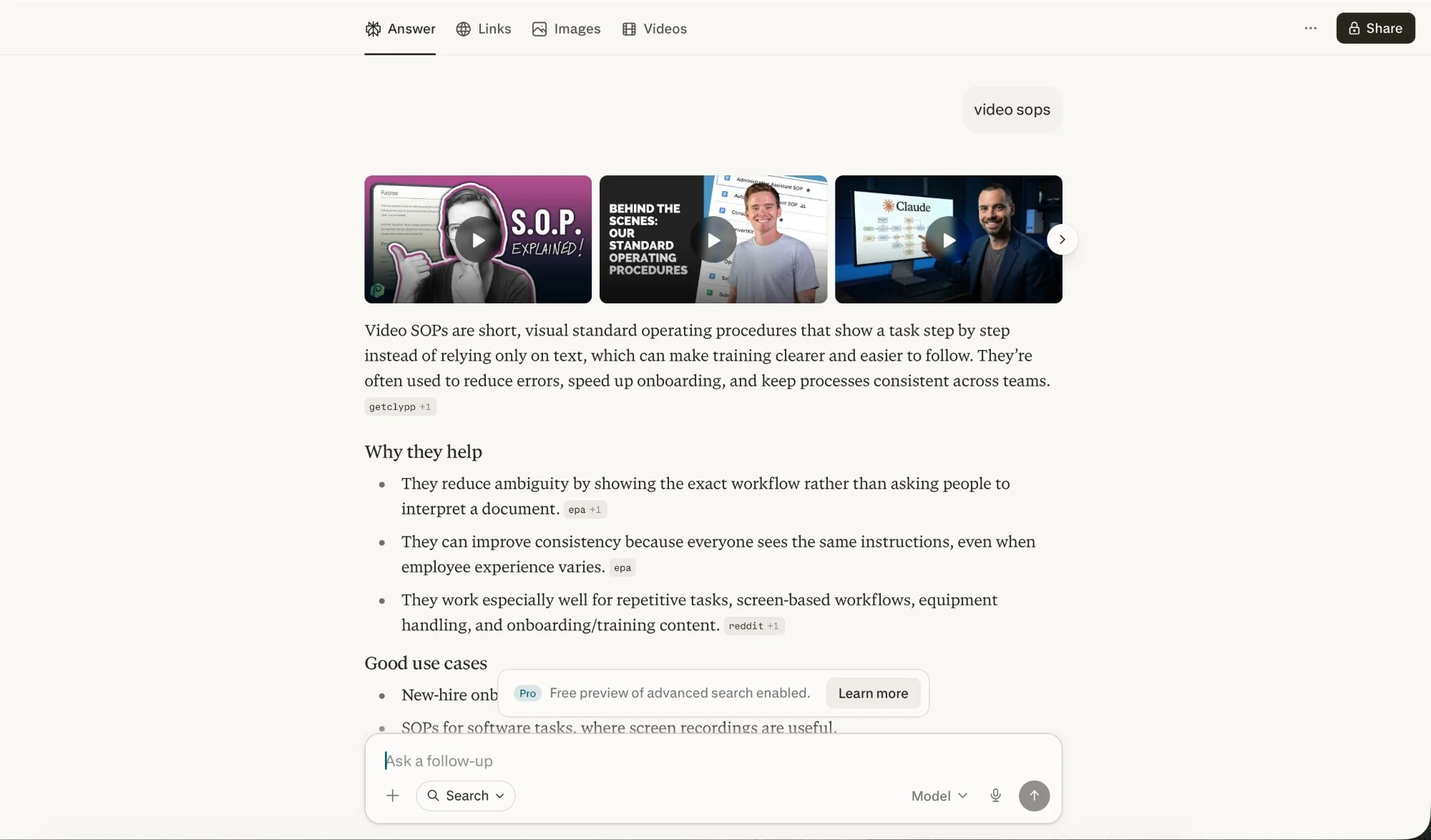 Claude — video sops